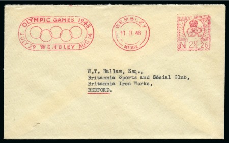 Stamp of Olympics » 1948 London 1948 (Feb 11) Envelope with "OLYMPIC GAMES 1948" Wembley 2 1/2d machine frank