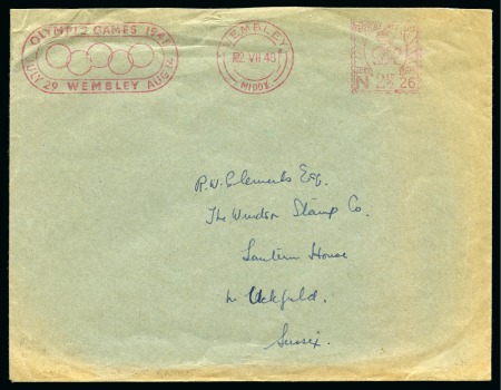 Stamp of Olympics » 1948 London 1948 (Jul 2) Envelope with "OLYMPIC GAMES 1948" Wembley 2 1/2d machine frank