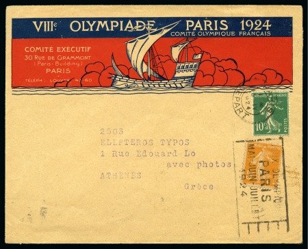 Stamp of Olympics » 1924 Paris » Covers and Cancellations 1924  (Apr 15) France Olympic Committee printed envelope with Olympics cancel