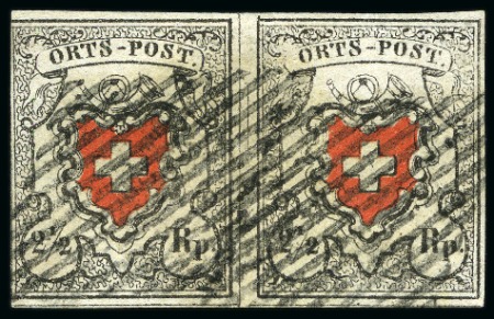 Stamp of Switzerland / Schweiz » Orts-Post und Poste Locale ZWEI ZUSAMMENHÄNGENDE TYPEN 39Orts-Post mit Kreuzeinfassung,