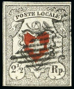 Stamp of Switzerland / Schweiz » Orts-Post und Poste Locale Poste Locale mit Kreuzeinfassung, Abzug vom Urstein,
