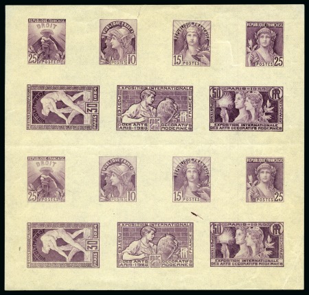 Stamp of Olympics » 1924 Paris » Essays and Proofs 1924 Paris 30c proof in violet on gummed imperf. double sheetlet