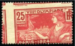 Stamp of Olympics » 1924 Paris » Issued Stamps and Varieties 1924 Olympics 25c group of four with shifted perforations