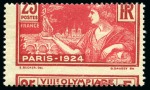 Stamp of Olympics » 1924 Paris » Issued Stamps and Varieties 1924 Olympics 25c group of four with shifted perforations