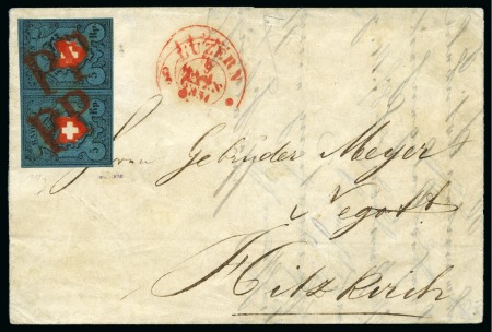 Stamp of Switzerland / Schweiz » Rayonmarken » Rayon I, dunkelblau ohne Kreuzeinfassung Typen 5+6 im waagrechten Paar, farbintensiv und beide