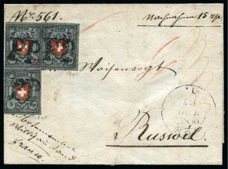 Stamp of Switzerland / Schweiz » Rayonmarken » Rayon I, dunkelblau ohne Kreuzeinfassung Typen 27/35 im senkrechten Paar und Type 1 Einzelmarke,