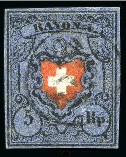 Stamp of Switzerland / Schweiz » Rayonmarken » Rayon I, dunkelblau ohne Kreuzeinfassung Type 39, grauviolettblau, Nuance c, Type 39, farbfrisch