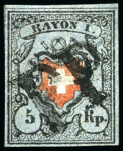 Stamp of Switzerland / Schweiz » Rayonmarken » Rayon I, dunkelblau ohne Kreuzeinfassung Type 28, grauviolettblau, Nuance c, farbfrisch und