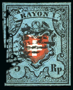Stamp of Switzerland / Schweiz » Rayonmarken » Rayon I, dunkelblau ohne Kreuzeinfassung Type 20, farbfrisch, gut bis sehr gut gerandet, entwertet