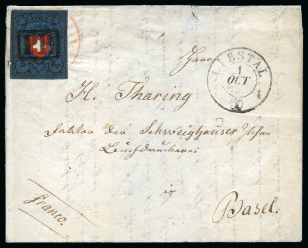 Stamp of Switzerland / Schweiz » Rayonmarken » Rayon I, dunkelblau ohne Kreuzeinfassung ERSTTAGSBRIEF DER BUNDESPOSTType 30, sehr farbintensiv