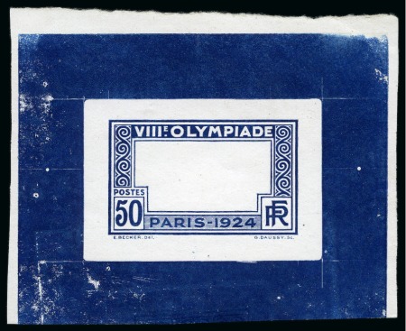 Stamp of Olympics » 1924 Paris » Essays and Proofs 1924 50c Olympics unissued design die proof of the frame only in dark blue