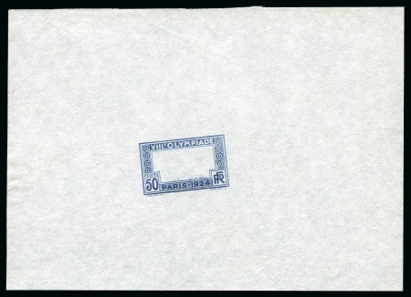 Stamp of Olympics » 1924 Paris » Essays and Proofs 1924 50c Olympics unissued design die proof of the frame only in grey-blue on thin vertically ribbed paper
