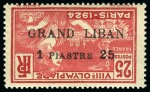 Stamp of Olympics » 1924 Paris » 1924 Olympic Issues of Other Countries GRAND LIBAN: 1924 Olympic "GRAND LIBAN" surcharge mint set with INVERTED OVERPRINT
