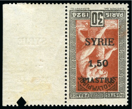 Stamp of Olympics » 1924 Paris » 1924 Olympic Issues of Other Countries SYRIA: 1924 Olympic "SYRIE" surcharge 50c on 10c, 1pi25 on 25c and 1pi50 on 30c mint with INVERTED OVERPRINTS