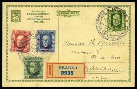 Stamp of Olympics » 1925 Prague Congress 1925 Prague Congress 50h postal stationery card uprated with Congress set of stamps