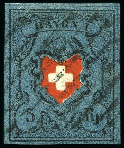 Stamp of Switzerland / Schweiz » Rayonmarken » Rayon I, dunkelblau ohne Kreuzeinfassung Type 3, mit Abart: Doppeldruck des roten Wappens (15II.1.06),
