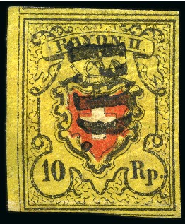 Stamp of Switzerland / Schweiz » Rayonmarken » Rayon II, gelb, mit Kreuzeinfassung Type 9, Stein A3/LO mit kompletter Kreuzeinfassung,