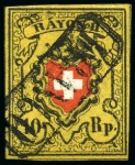 Stamp of Switzerland / Schweiz » Rayonmarken » Rayon II, gelb, ohne Kreuzeinfassung (STEIN A 1) PLATTENFEHLER sog. "SCHWARZE KIRSCHE" oder "CERISE