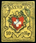 Stamp of Switzerland / Schweiz » Rayonmarken » Rayon II, gelb, ohne Kreuzeinfassung (STEIN A 1) Stein A1/U, drei Marken mit Plattenfehlern: Type 29
