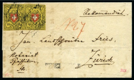 Stamp of Switzerland / Schweiz » Rayonmarken » Rayon II, gelb, ohne Kreuzeinfassung (STEIN A 3) Typen 31+32 A3/LU im Paar, farbfrisch und voll- bis