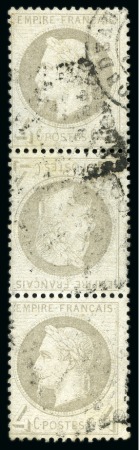 Stamp of France 4c Lauré en position TETE-BECHE au milieu d'une bande