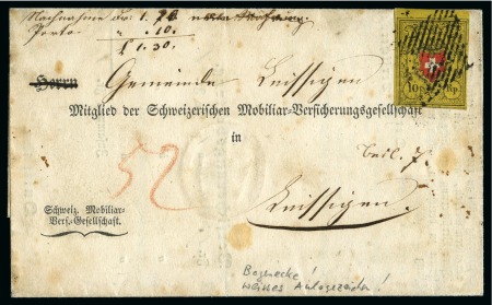 Stamp of Switzerland / Schweiz » Rayonmarken » Rayon II, gelb, ohne Kreuzeinfassung (STEIN B) Type 1 B/LO, Eckrandstück mit weissem Anlagezeichen
