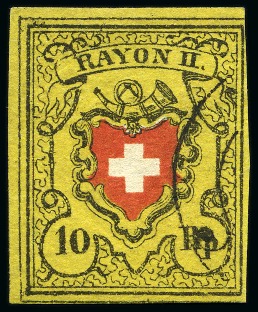 Stamp of Switzerland / Schweiz » Rayonmarken » Rayon II, gelb, ohne Kreuzeinfassung (STEIN B1) Type 1 B1/RU, farbfrisch und gut bis sehr gut gerandet