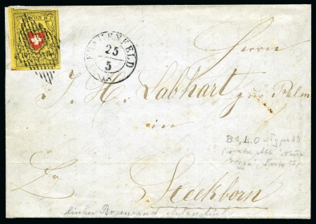Stamp of Switzerland / Schweiz » Rayonmarken » Rayon II, gelb, ohne Kreuzeinfassung (STEIN B1) Type 33 B1/LO mit unbedrucktem weissen Bogenrand (Pf.
