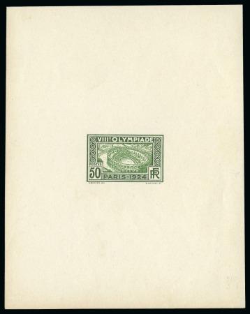 Stamp of Olympics » 1924 Paris » Essays and Proofs 1924 50c Olympics unissued design die proof in dark green and green