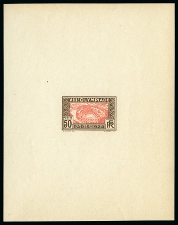 Stamp of Olympics » 1924 Paris » Essays and Proofs 1924 50c Olympics unissued design die proof in dark brown and scarlet 