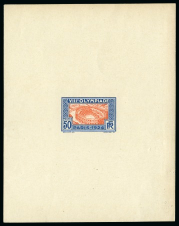 Stamp of Olympics » 1924 Paris » Essays and Proofs 1924 50c Olympics unissued design die proof in dark blue and vermilion