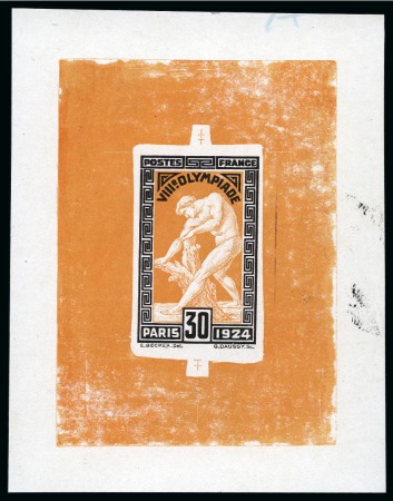 Stamp of Olympics » 1924 Paris » Essays and Proofs 1924 30c Olympics die proof with surround in orange-brown and black