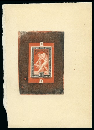 Stamp of Olympics » 1924 Paris » Essays and Proofs 1924 30c Olympics die proof with surround in reddish-brown and black