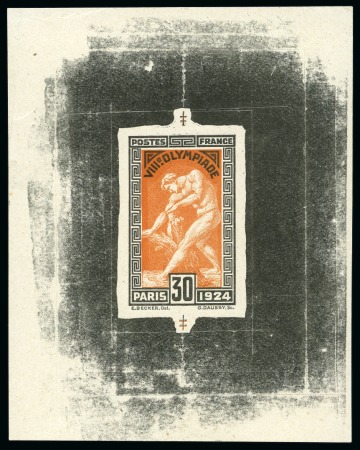 Stamp of Olympics » 1924 Paris » Essays and Proofs 1924 30c Olympics die proof with surround in orange-brown and black