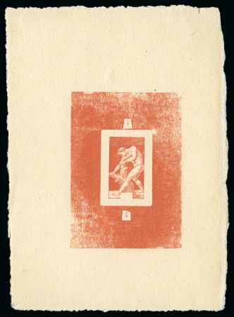 Stamp of Olympics » 1924 Paris » Essays and Proofs 1924 30c Olympics die proof of the centre only (with surround) in red