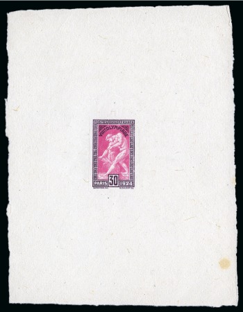 Stamp of Olympics » 1924 Paris » Essays and Proofs 1924 30c Olympics die proof in bright mauve and dark purple