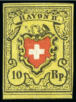 Stamp of Switzerland / Schweiz » Rayonmarken » Rayon II, gelb, ohne Kreuzeinfassung (STEIN D) Type 36 D/RO, ungebraucht, farbfrisch und ringsum gut