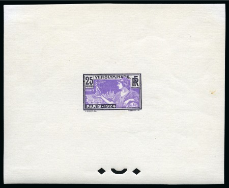 Stamp of Olympics » 1924 Paris » Essays and Proofs 1924 25c Olympics die proof in black and purple on gummed paper