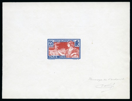 Stamp of Olympics » 1924 Paris » Essays and Proofs 1924 25c Olympics die proof in red and blue
