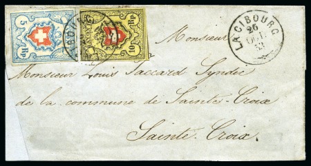 Stamp of Switzerland / Schweiz » Rayonmarken » Rayon II, gelb, ohne Kreuzeinfassung (STEIN E) Type 5 E/RO zusammen mit Rayon I hellblau Type 4 C1/LU,