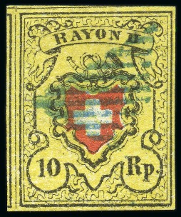 Stamp of Switzerland / Schweiz » Rayonmarken » Rayon II, gelb, ohne Kreuzeinfassung (STEIN E) Type 36 E/LU mit Plattenfehler: Schmitzdruck und marmorierter