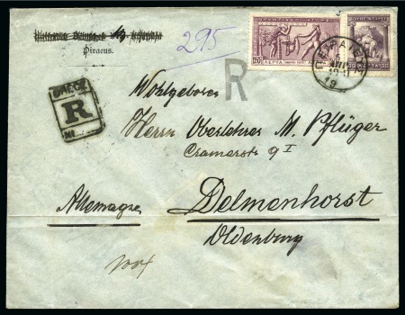 Stamp of Olympics » 1906 Athens 1906 (Apr 5) Envelope sent registered from Piraeus