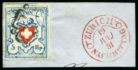 Stamp of Switzerland / Schweiz » Rayonmarken » Rayon I, hellblau, ohne KE (STEIN A2) Type 40 A2/U, farbfrisch und breitrandig mit vollständigen