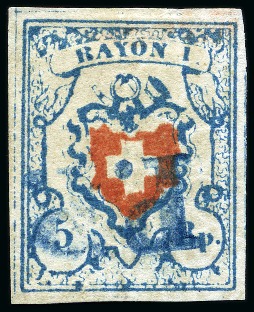 Stamp of Switzerland / Schweiz » Rayonmarken » Rayon I, hellblau, ohne KE (STEIN A2) Type 33 A2/U, sehr abgenutzte Platte, farbfrisch und