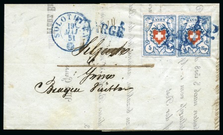 Stamp of Switzerland / Schweiz » Rayonmarken » Rayon I, hellblau, ohne KE (STEIN A2) Typen 2+3 A2/O im waagr. Paar, farbfrisch und sehr