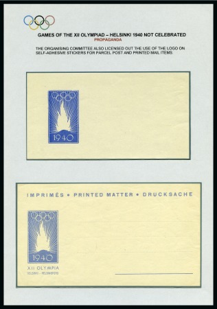 Stamp of Olympics » 1940 Helsinki (Cancelled) 1940 Helsinki official gummed parcel label and printed