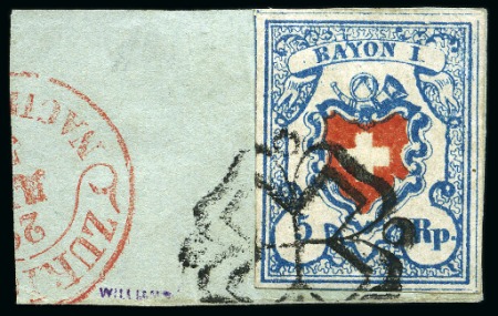 Stamp of Switzerland / Schweiz » Rayonmarken » Rayon I, hellblau, ohne KE (STEIN A3) Type 6 A3/O, farbfrisch und sehr gut gerandet, übergehend