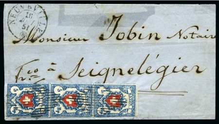Stamp of Switzerland / Schweiz » Rayonmarken » Rayon I, hellblau, ohne KE (STEIN B2) Typen 6+14+22 B2/RO als senkrechter Dreierstreifen,