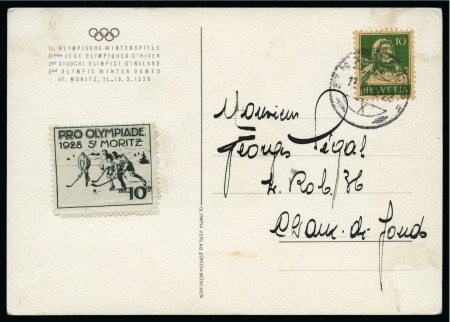 Stamp of Olympics » 1928 St. Moritz THIRD DAY OF THE GAMES: 1928 (Feb 13) Official postcard