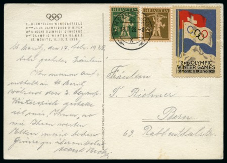 Stamp of Olympics » 1928 St. Moritz EIGHTH DAY OF THE GAMES: 1928 (Feb 18) Official postcard